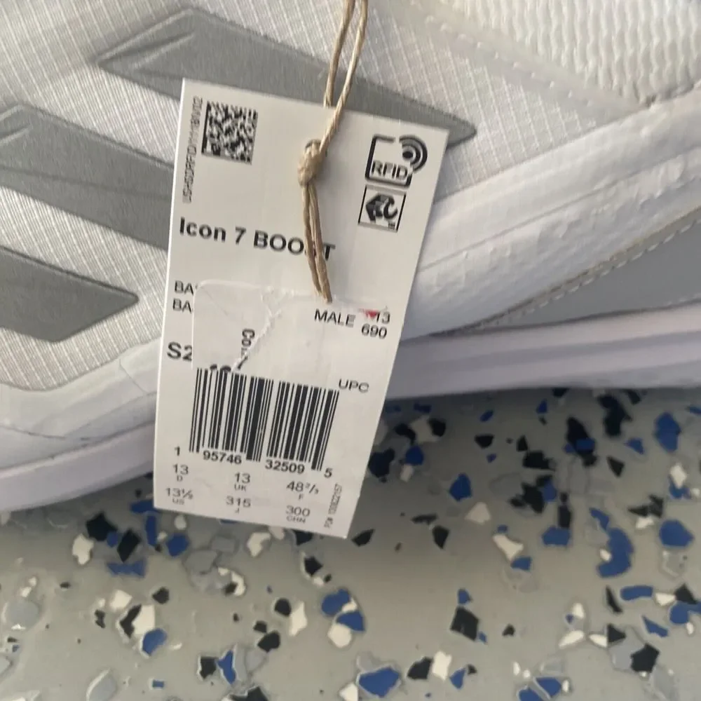 Adidas Icon 7 BOOST Baseball Cleats White Grey Men's Size 13.5‎ S23847